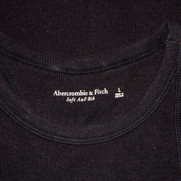 Black Ribbed Racerback Bodysuit, Abercrombie & Fitch, Size L - Picture 5 of 7